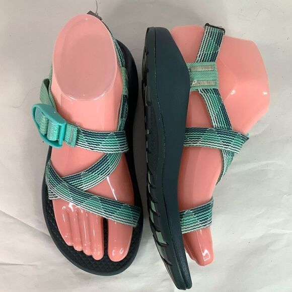 Chaco Webbing Comfort Multicolor Green Strip Strap Children Sandal Shoes Sz C3” - Picture 2 of 11